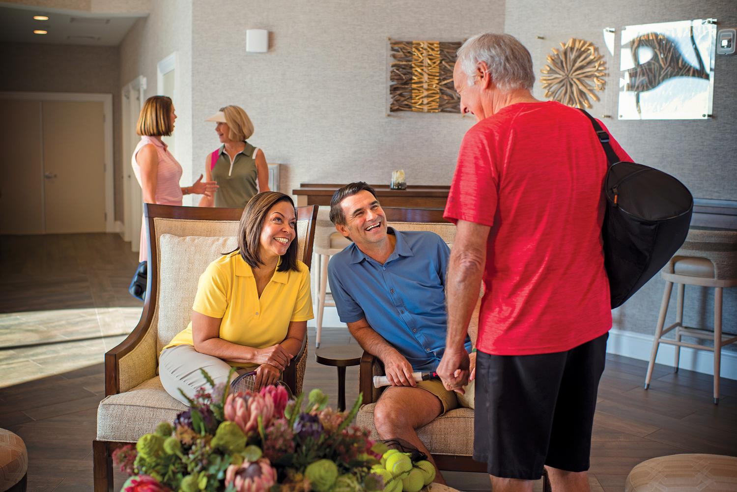HOA community event with residents and shared amenities