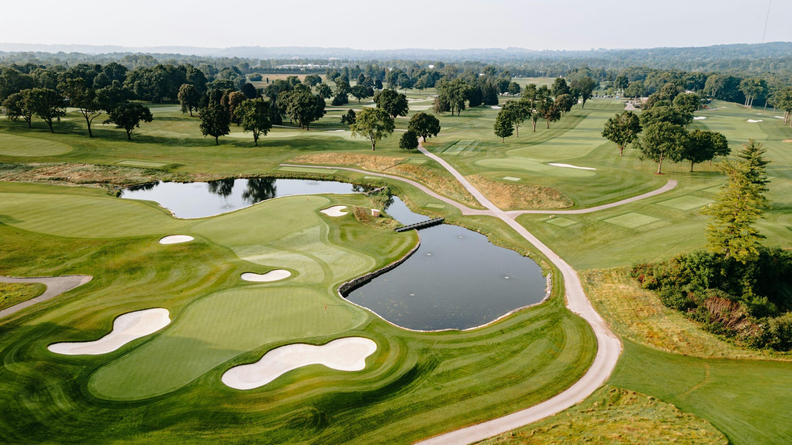 Aerial view illustrating AI-powered golf course management